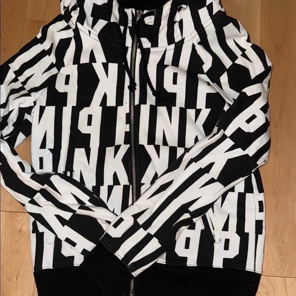 PINK Victoria's Secret Black and White Hoodie
